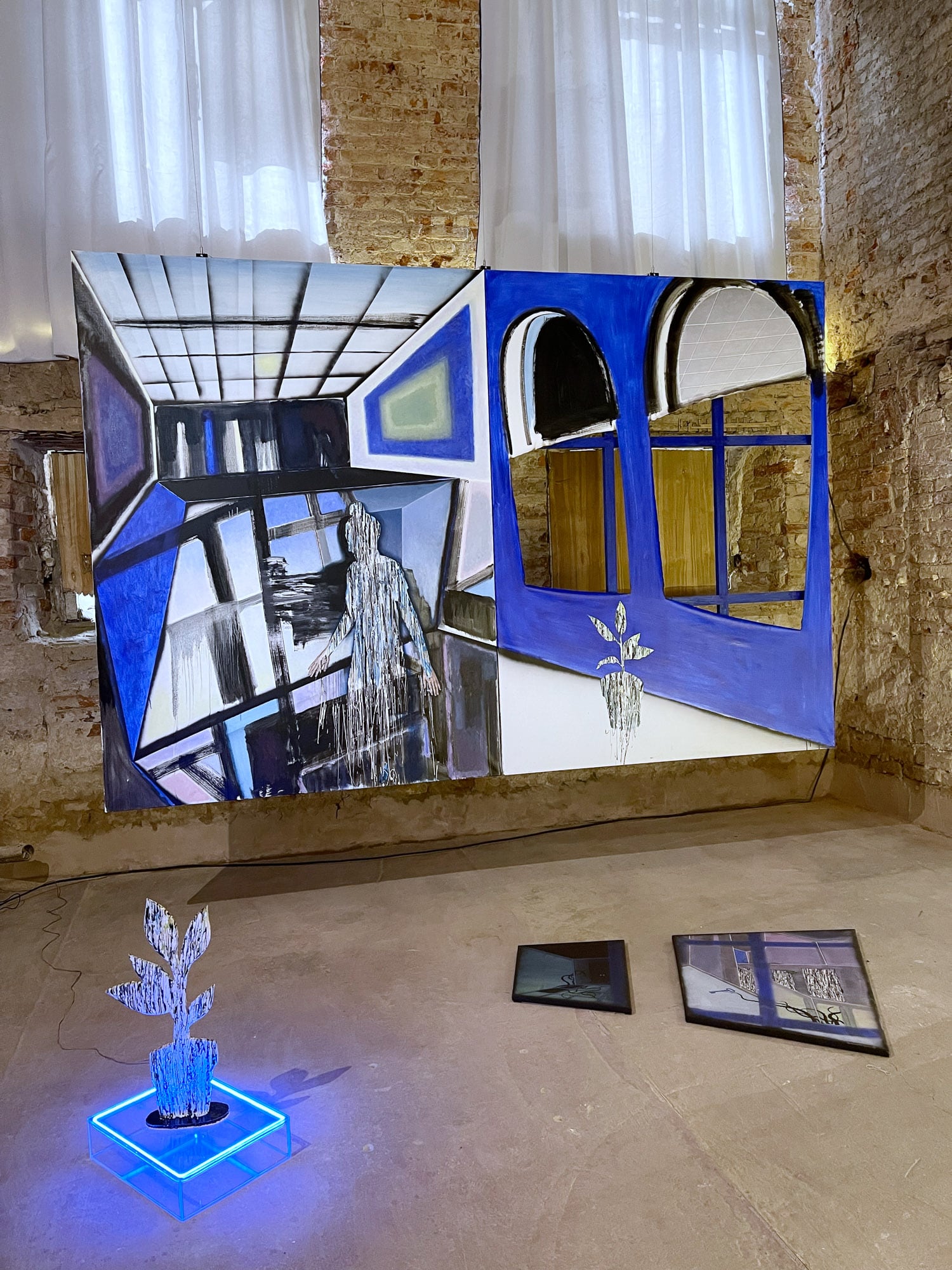 Ghosts, installation view, 200x300cm, diptych, oil acrylic on canvas, 2022